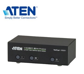 ATEN 將2個音訊/視訊來源連接至單一顯示器或投影機